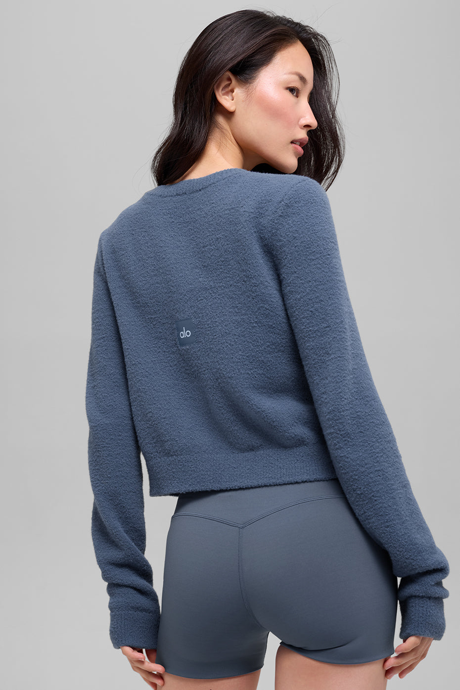 Snuggle Up Sweater Cropped Cardigan Bluestone - Image 2