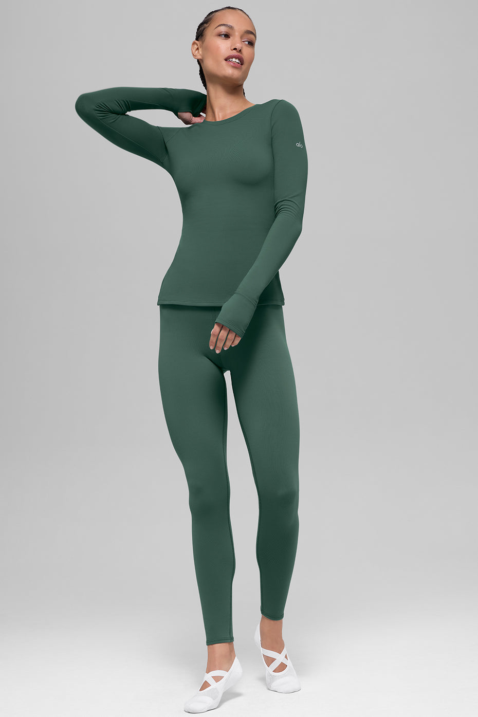 Airbrush Winter Warm Nocturne Long Sleeve Clover Green - Image 5
