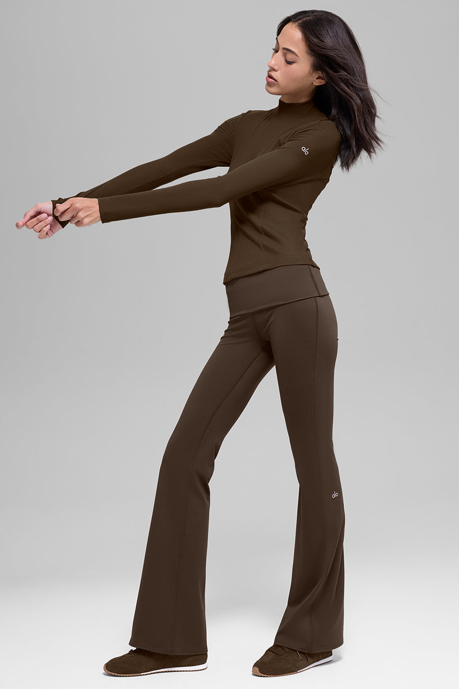 Ribbed Mesmerize Mock Neck Long Sleeve Espresso - Image 4