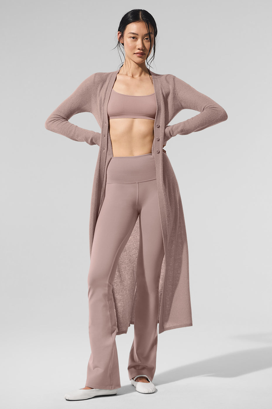 Sheer Cashmere Long Cardigan Taupe