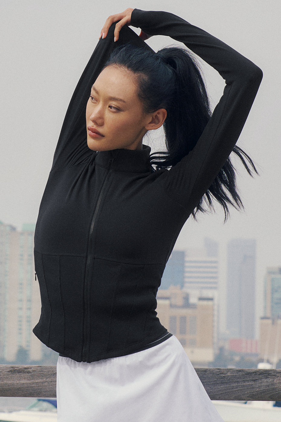 Airbrush Corset Full Zip Jacket   Black