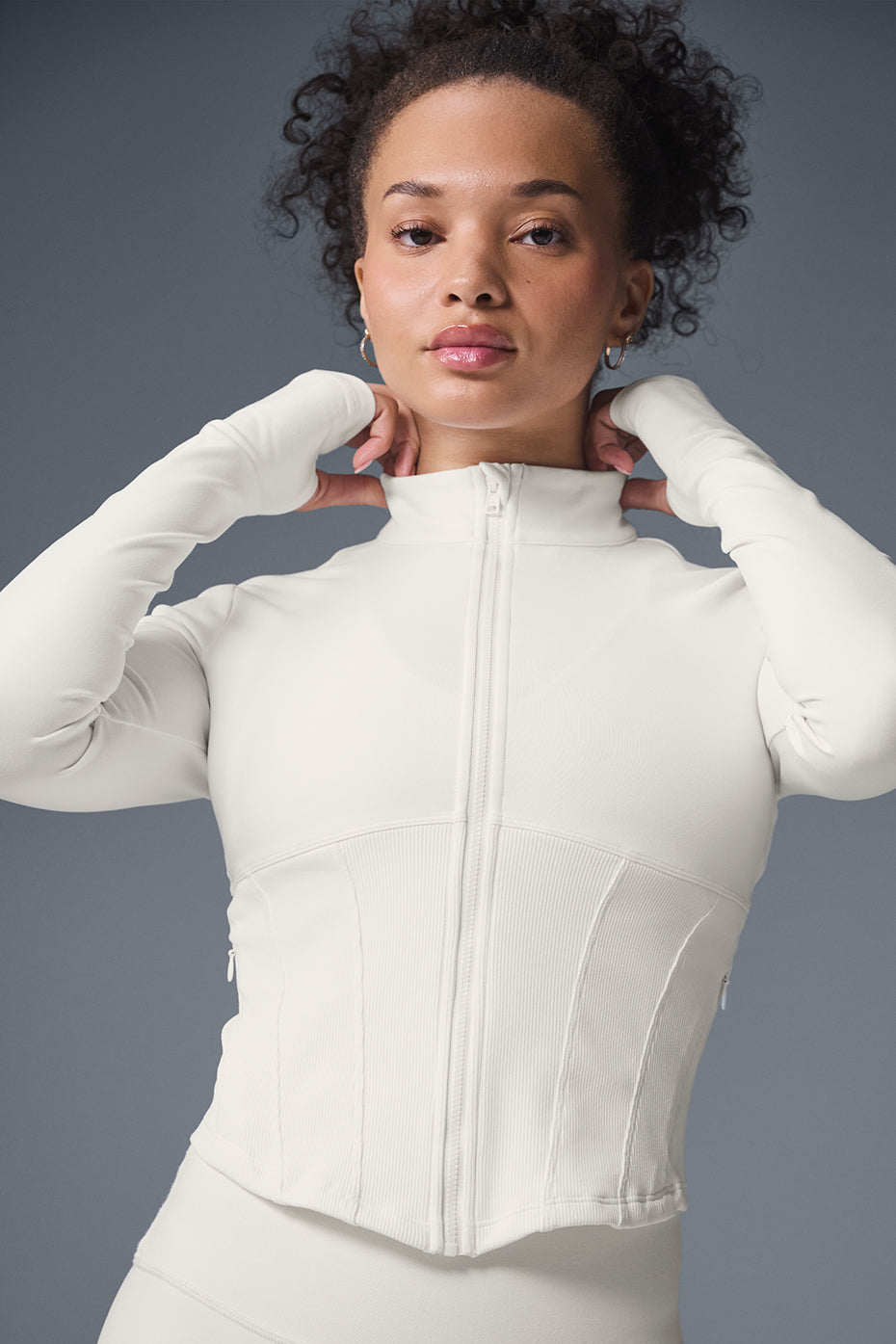 Alternative view of Airbrush Corset Full Zip Jacket   Ivory