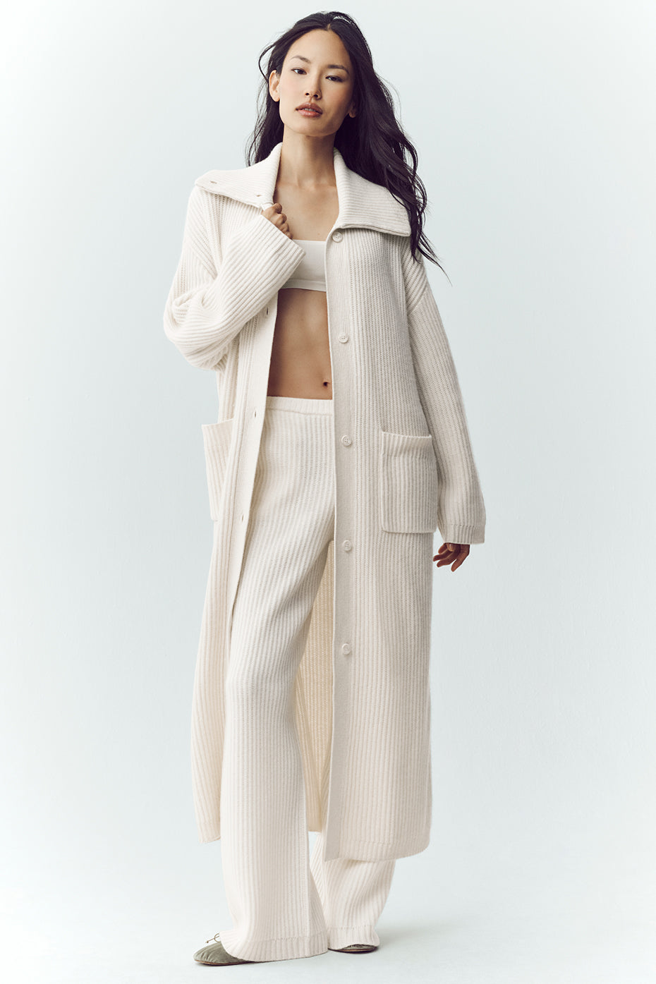 Cashmere Northstar Long Cardigan Ivory