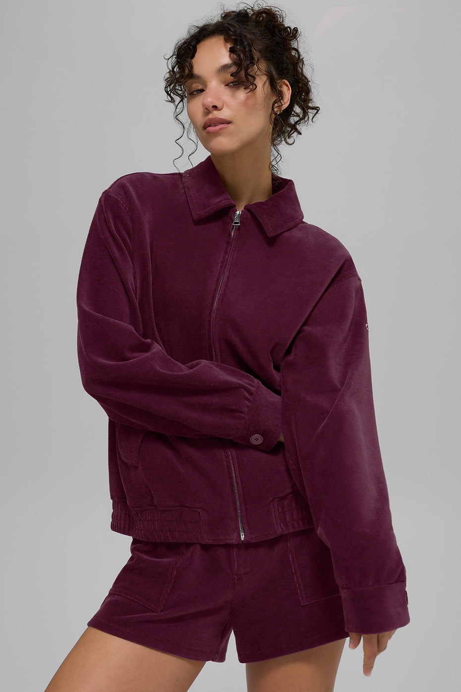 Micro Corduroy On Duty Jacket Burgundy - Image 3