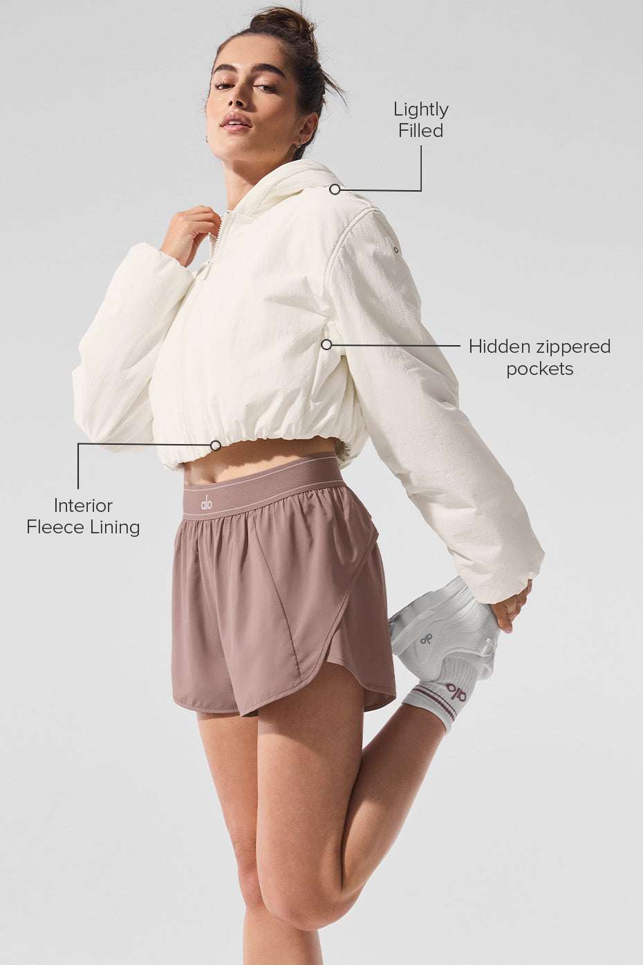 Cropped Mountain Peak Full Zip Hoodie Ivory - Image 2