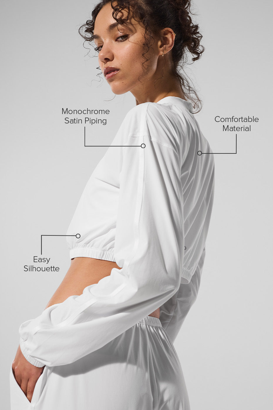 Alternative view of Cropped Breezy Full Zip Cover Up   White