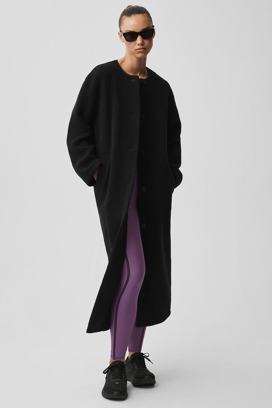 Double Face Wool City Girl Long Coat Black - Image 5