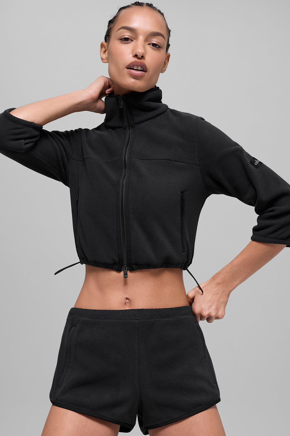 Polar Fleece Retreat Cropped Jacket Black