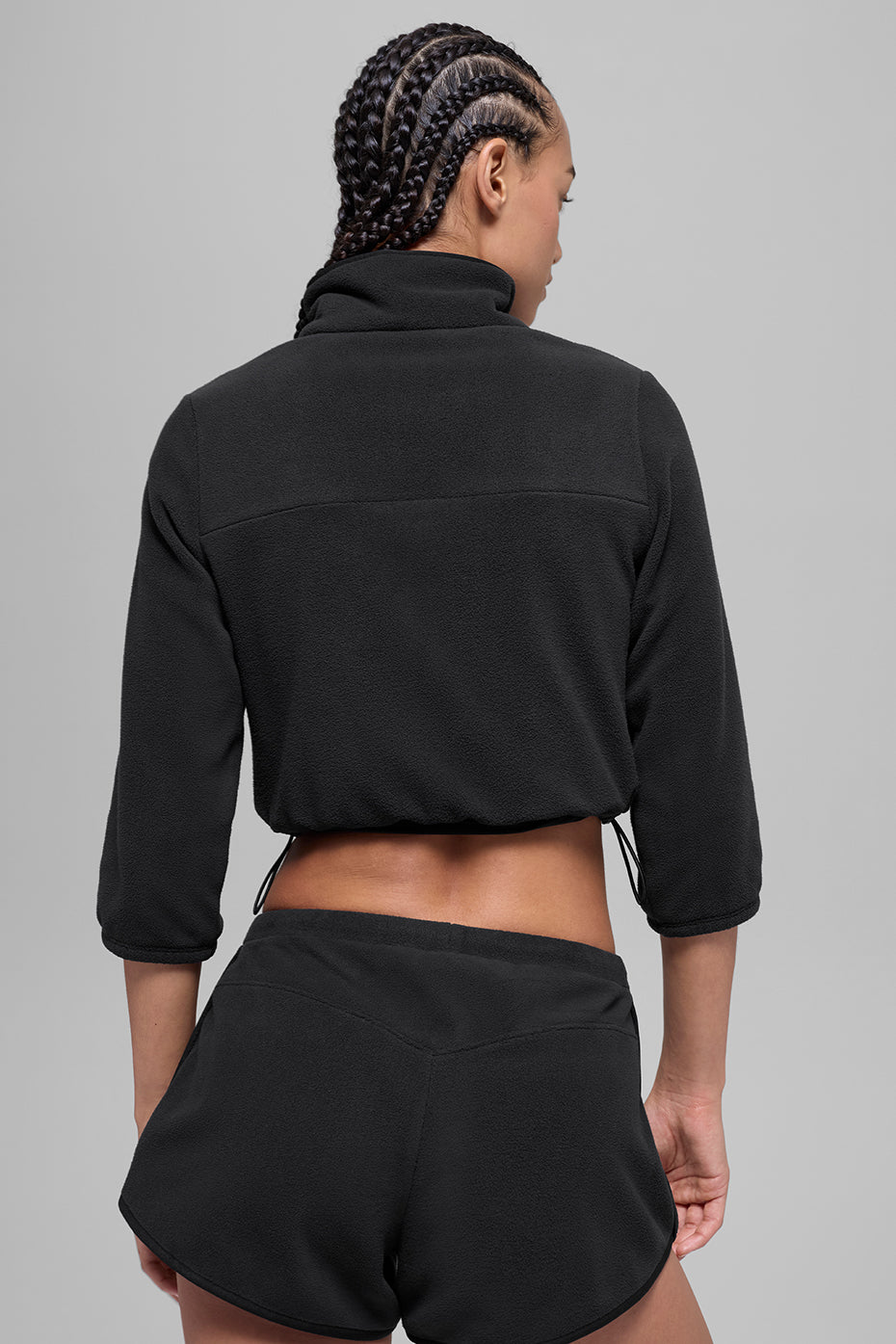 Polar Fleece Retreat Cropped Jacket Black - Image 3