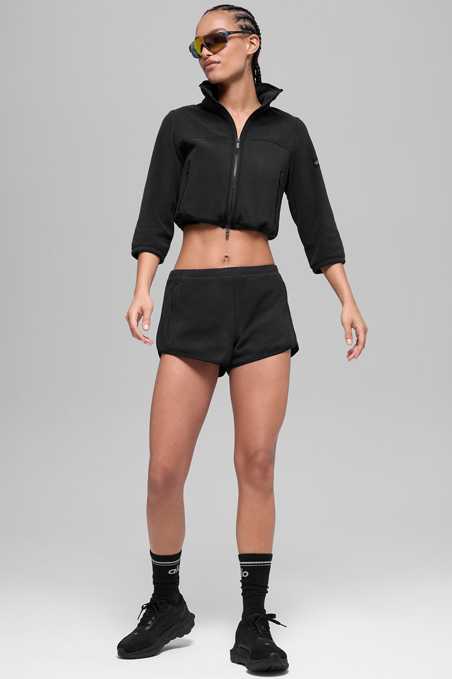 Polar Fleece Retreat Cropped Jacket Black - Image 5