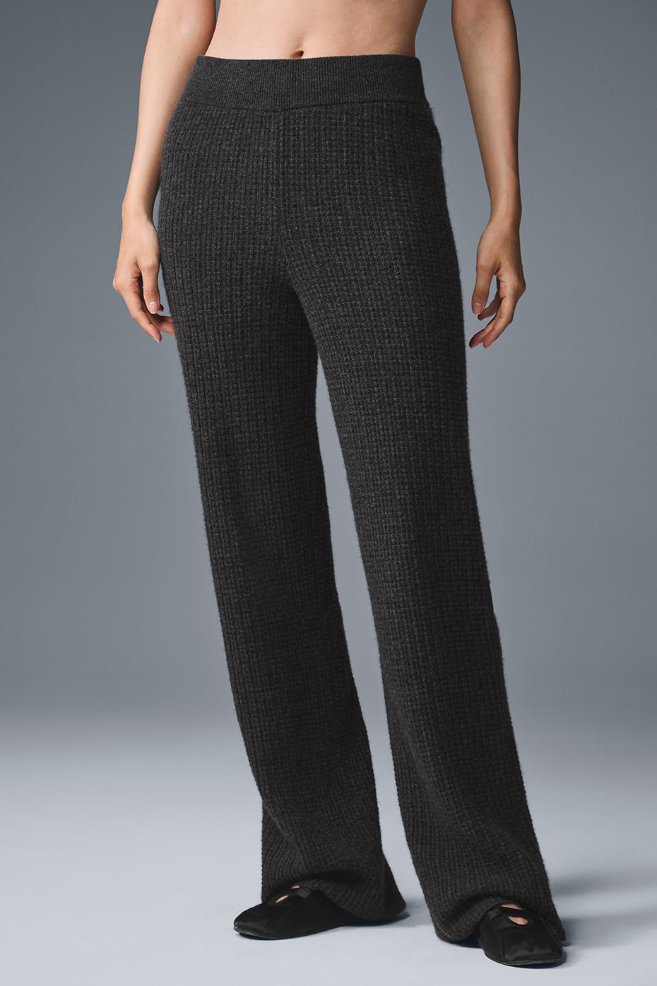 Cashmere High Waist Plush Waffle Pant Dark Heather Grey