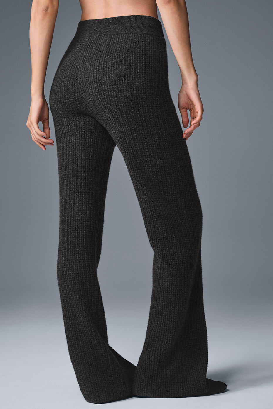 Cashmere High Waist Plush Waffle Pant Dark Heather Grey - Image 2