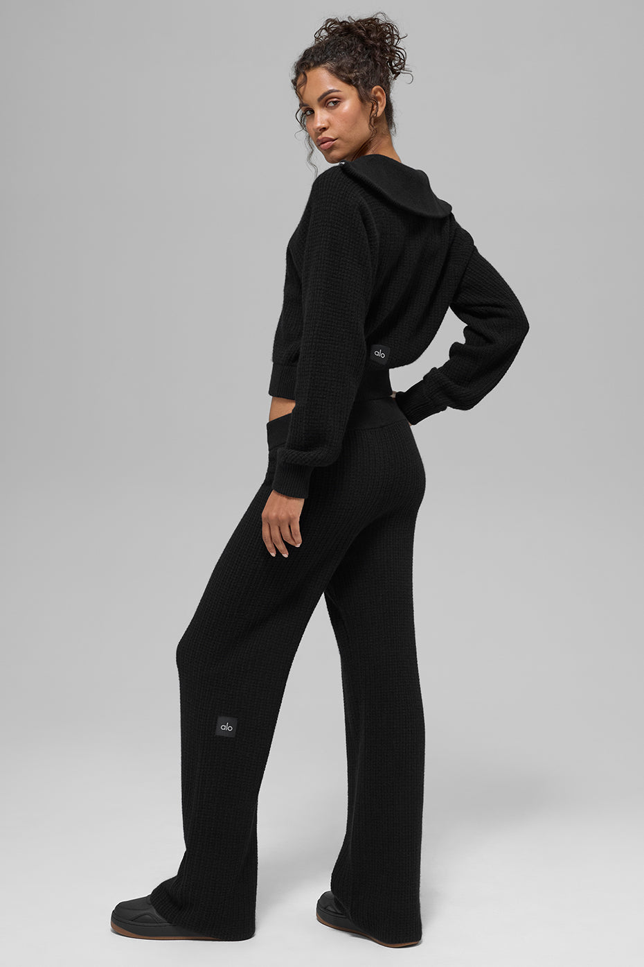 Cashmere High Waist Plush Waffle Pant Black - Image 5