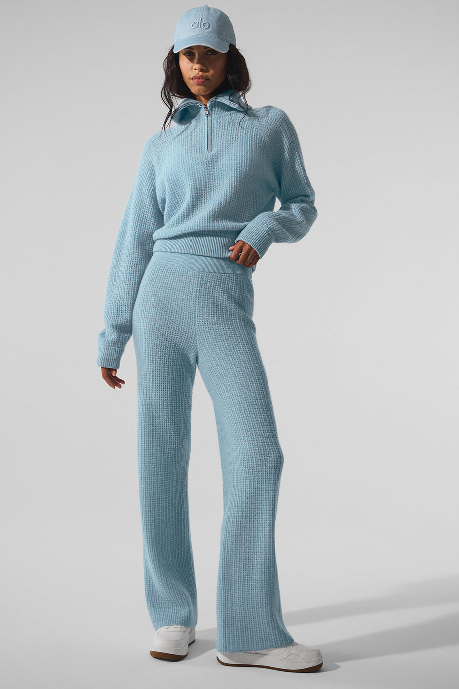 Cashmere High Waist Plush Waffle Pant Celestial Blue Heather - Image 4