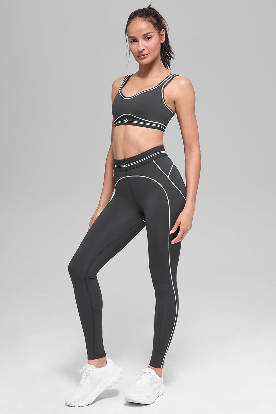 Airbrush High Waist Heart Throb Legging Anthracite/White - Image 6