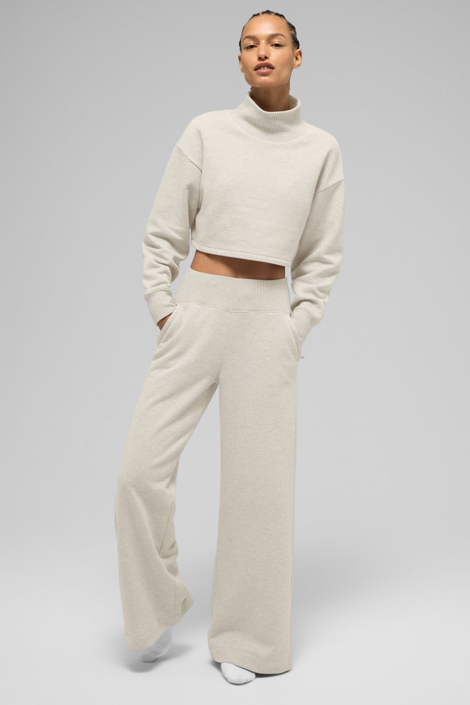Serenity Wide Leg Sweatpant Oatmeal Heather - Image 5