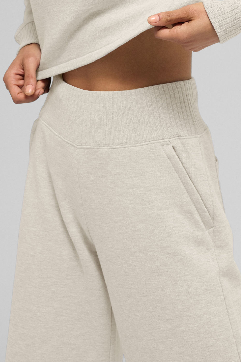 Serenity Wide Leg Sweatpant Oatmeal Heather - Image 3