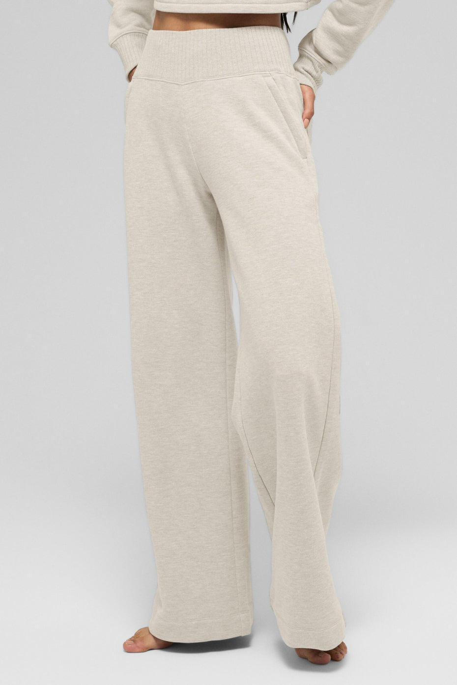 Serenity Wide Leg Sweatpant Oatmeal Heather - Image 2