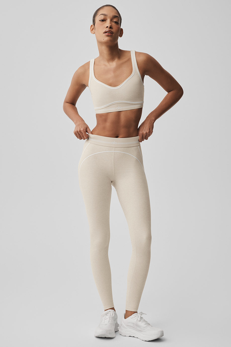 Alosoft High Waist Heart Throb Legging Oatmeal Heather/White - Image 6