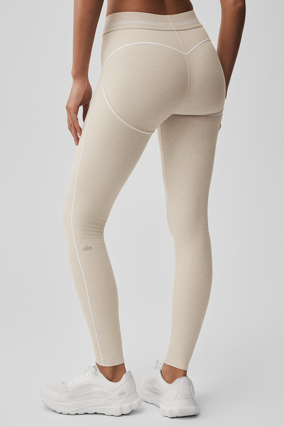 Alosoft High Waist Heart Throb Legging Oatmeal Heather/White - Image 2