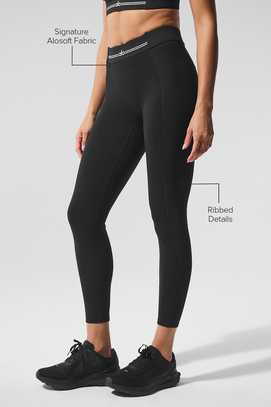 Alternative view of Alosoft High Waist 7/8 Relay Legging   Black/White