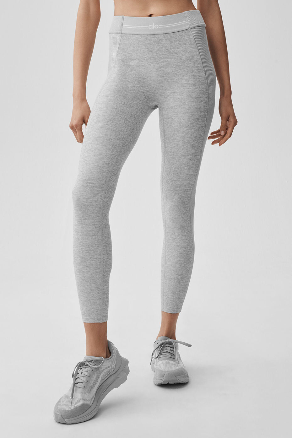 Alosoft High Waist 7/8 Relay Legging Athletic Heather Grey/White - Image 3