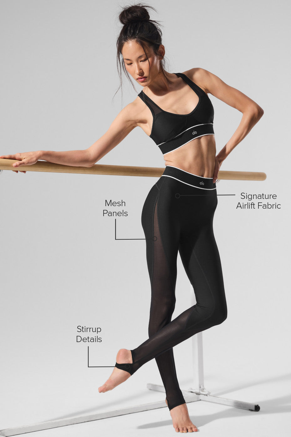 Airlift Mesh High Waist Darling Stirrup Legging Black - Image 2