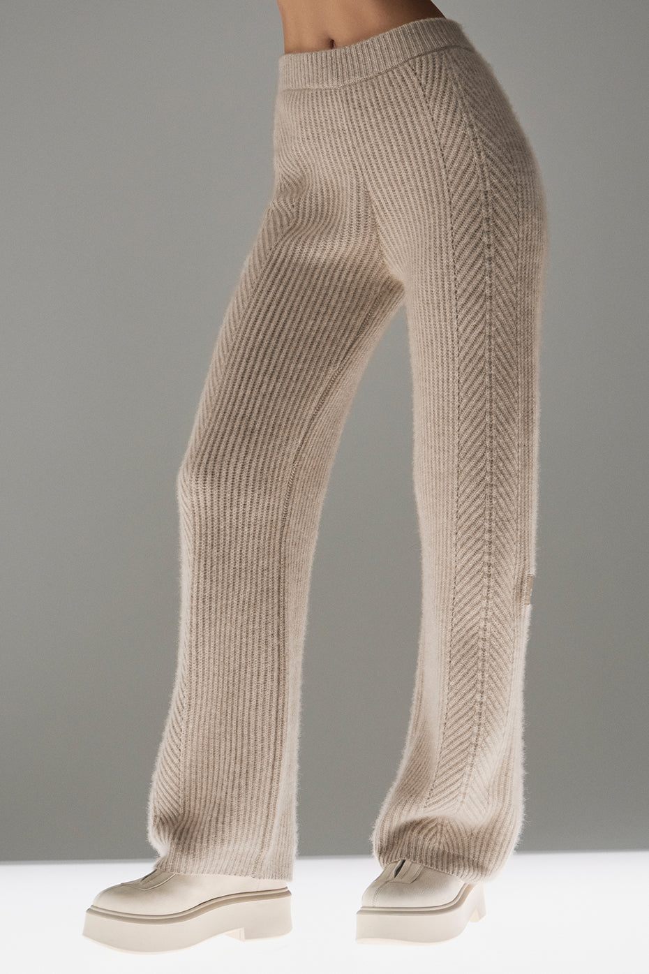 Winter Magic Cashmere Wide Leg Pant Flax Heather
