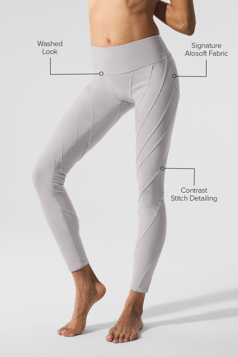 Washed Alosoft High Waist Sunray Legging Grey Sky Wash - Image 2