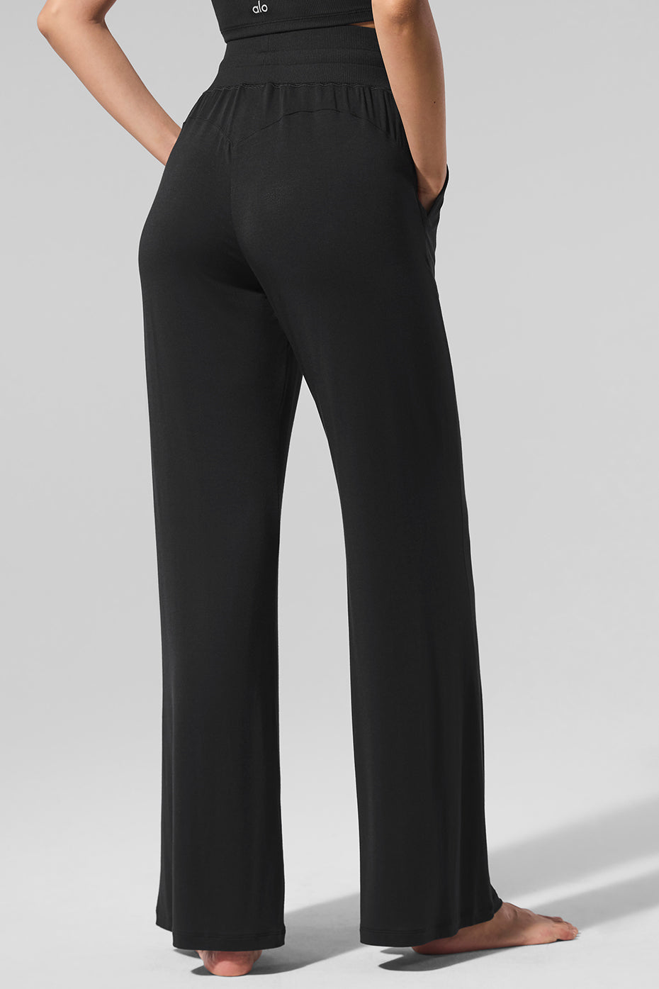 Semi Sheer Delicate Lounge Flare Pant Black - Image 3