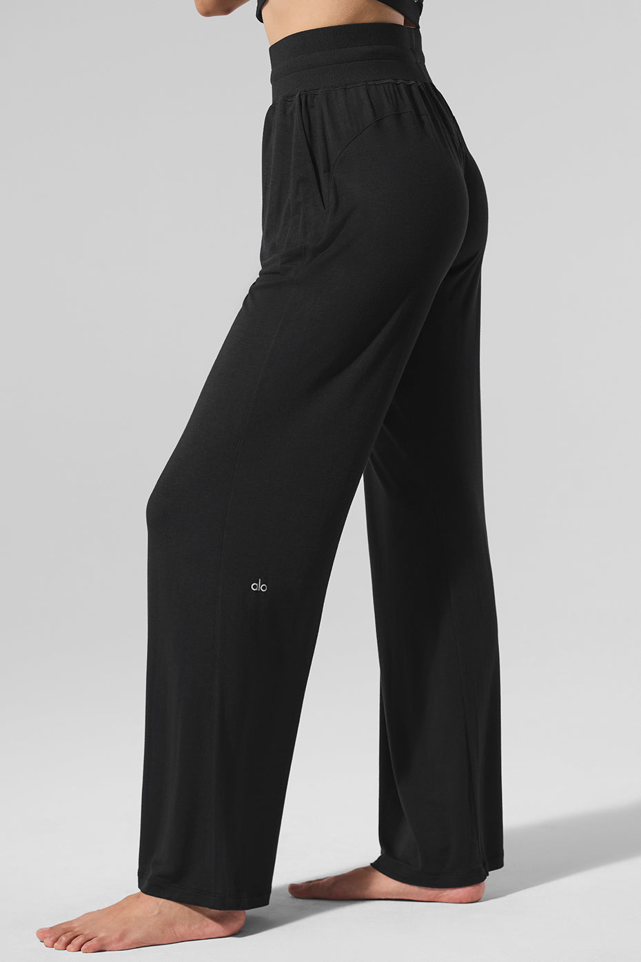 Semi Sheer Delicate Lounge Flare Pant Black - Image 5
