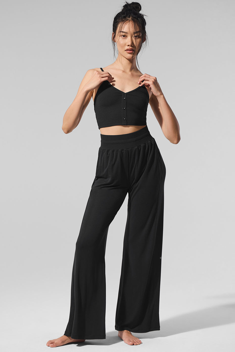 Semi Sheer Delicate Lounge Flare Pant Black - Image 6