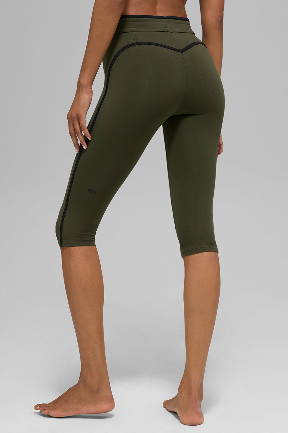 Airbrush High Waist Race Pace Capri Green Olive/Black - Image 3