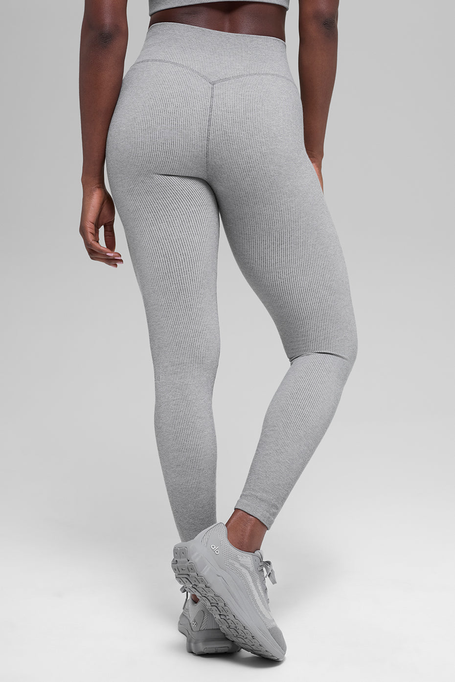 Seamless High Waist Two Tone Rib Legging Light Misty Grey Heather - Image 4