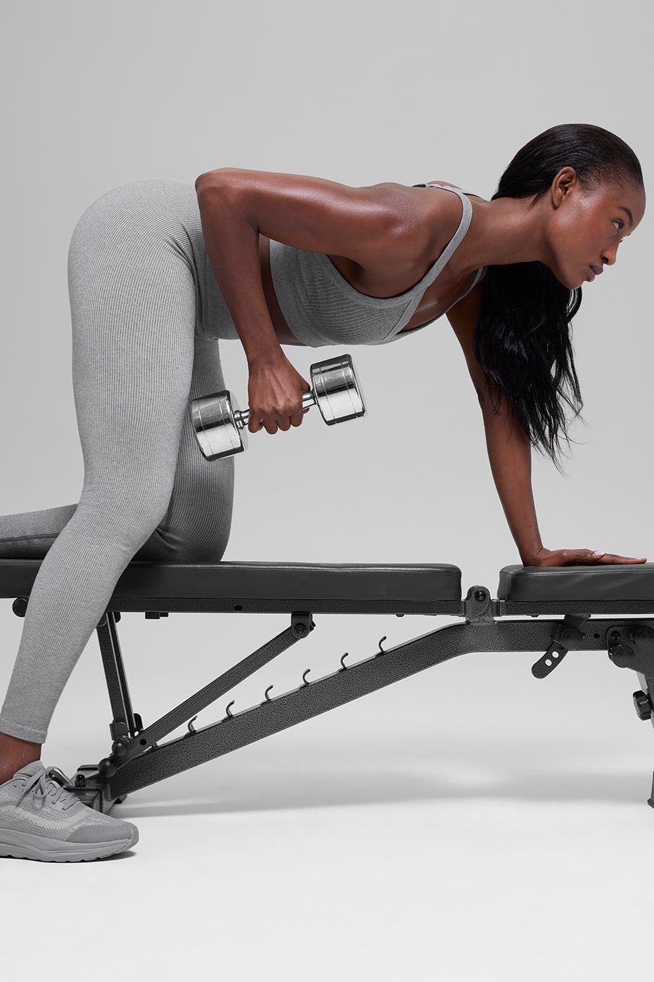 Seamless High Waist Two Tone Rib Legging Light Misty Grey Heather - Image 5