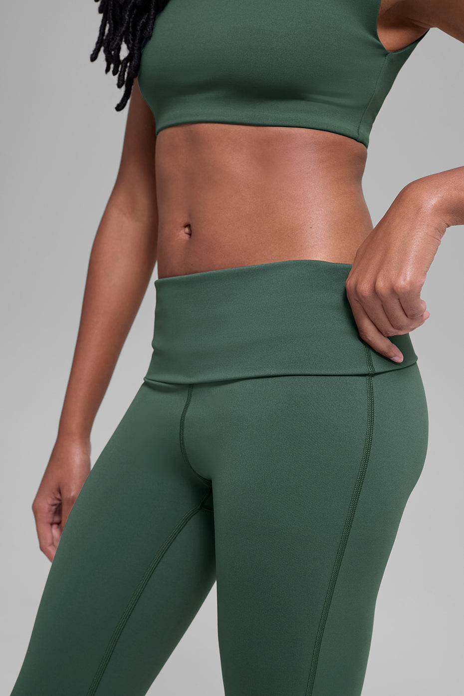 Alternative view of ALO Softsculpt Foldover Flare Legging   Clover Green