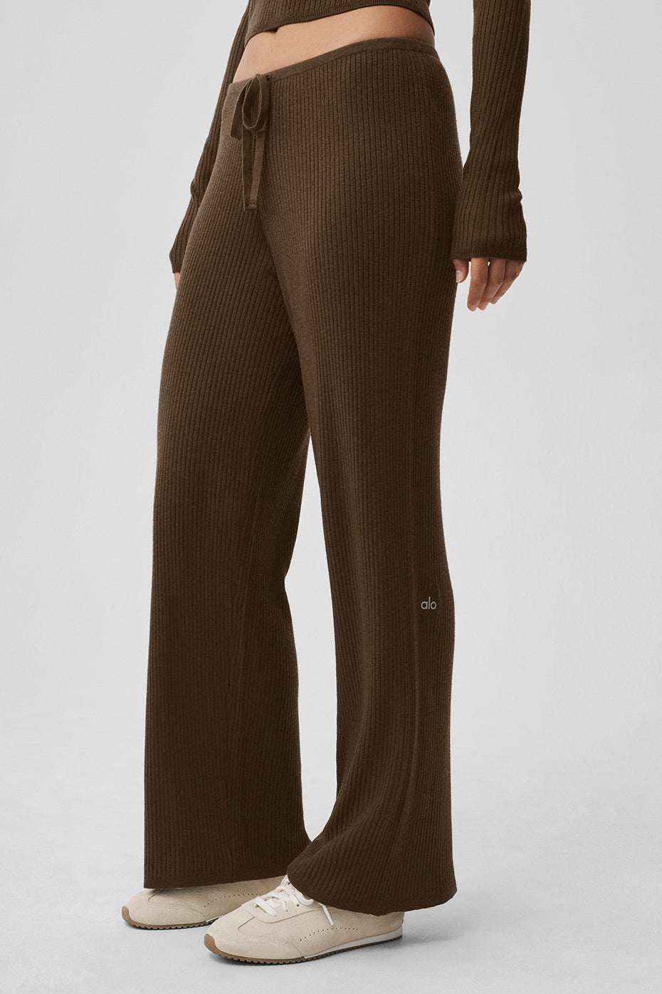Sweater Knit Mid Rise Unwind Wide Leg Pant Espresso - Image 3