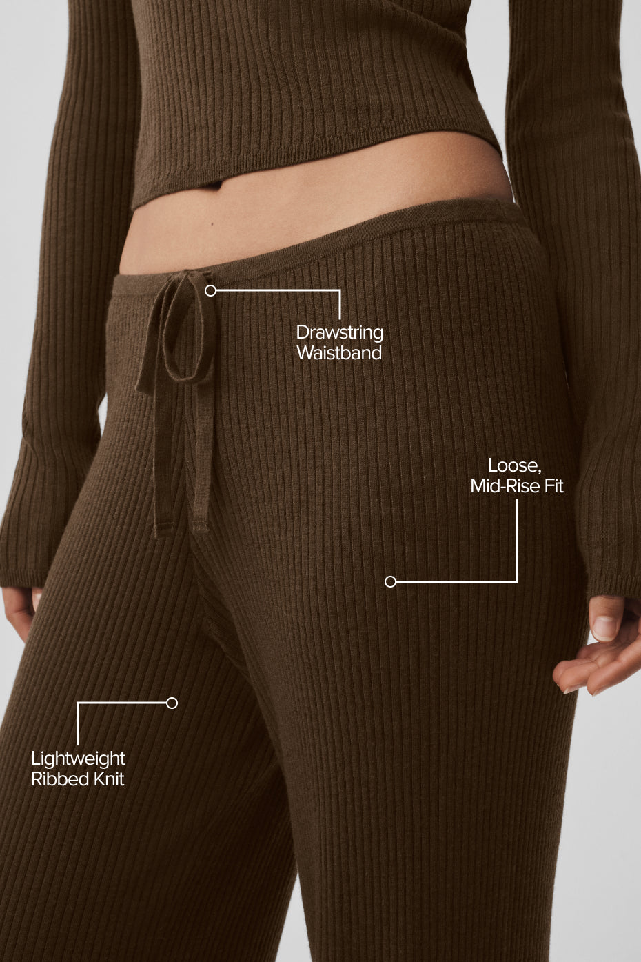 Sweater Knit Mid Rise Unwind Wide Leg Pant Espresso - Image 2