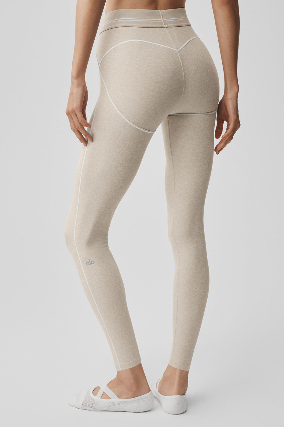 Alternative view of 7/8 High Waist Alosoft Heart Throb Legging   Oatmeal Heather/White