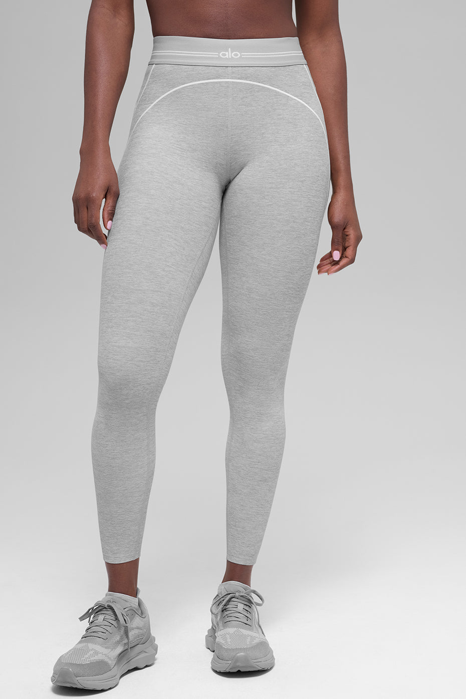 7/8 High Waist Alosoft Heart Throb Legging Athletic Heather Grey/White - Image 3