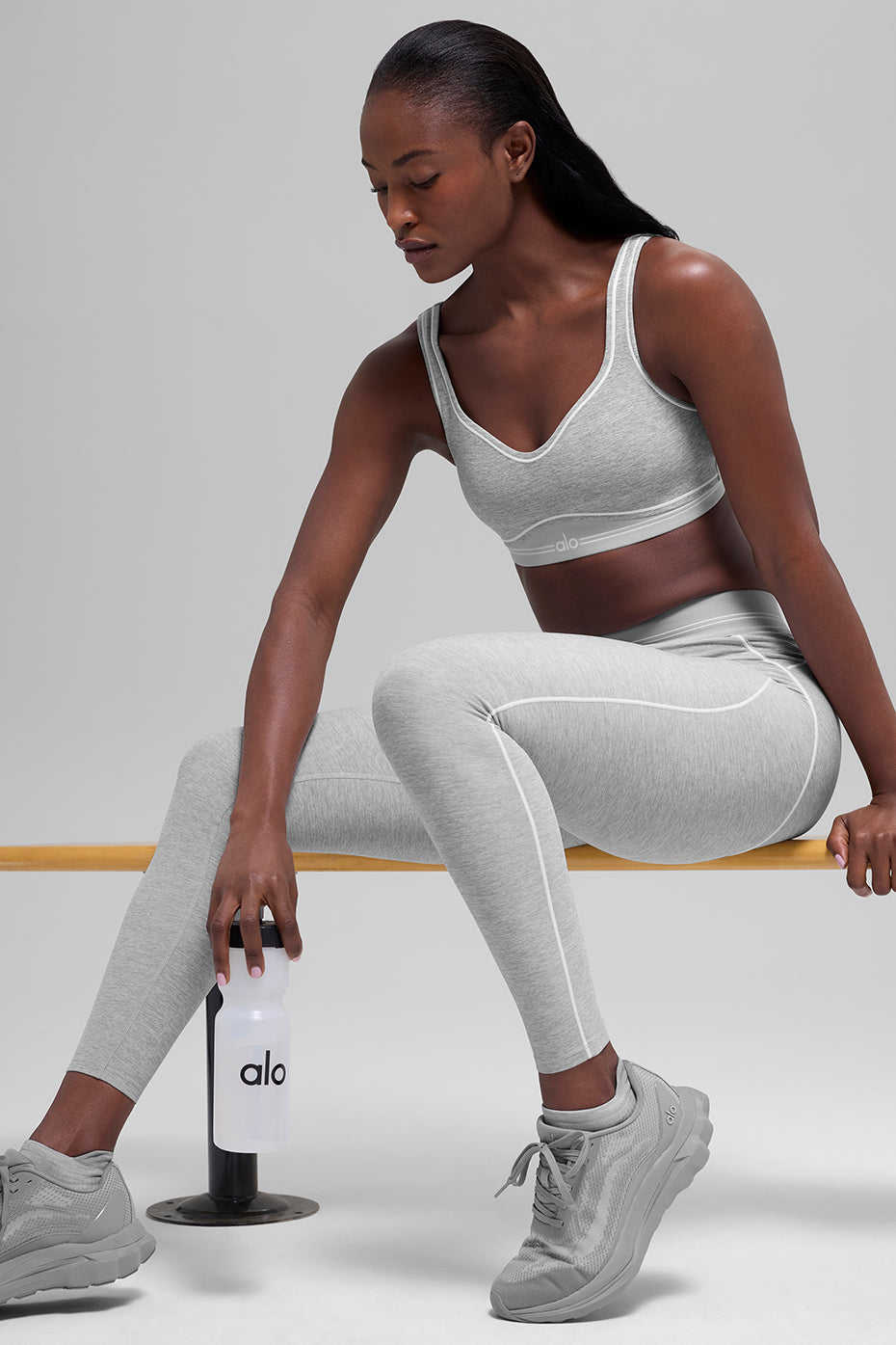 7/8 High Waist Alosoft Heart Throb Legging Athletic Heather Grey/White - Image 6