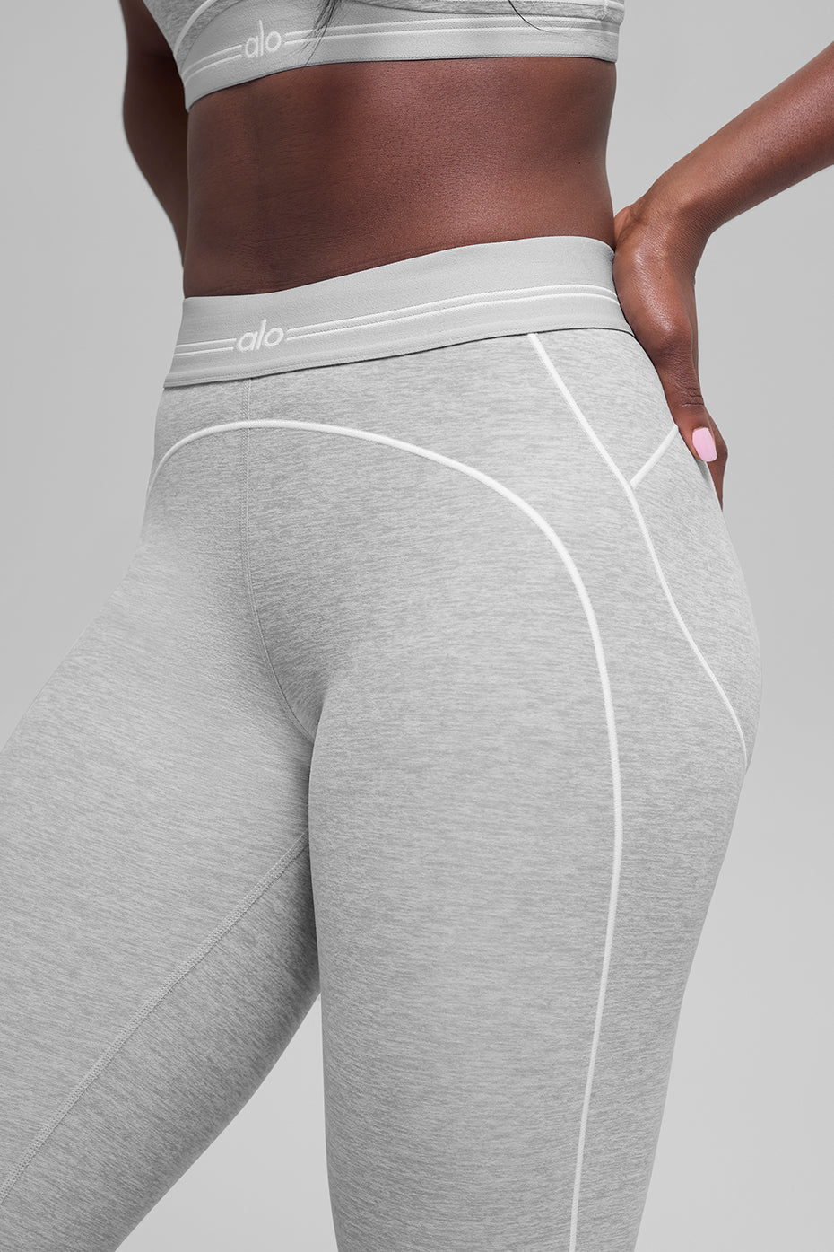 7/8 High Waist Alosoft Heart Throb Legging Athletic Heather Grey/White - Image 2