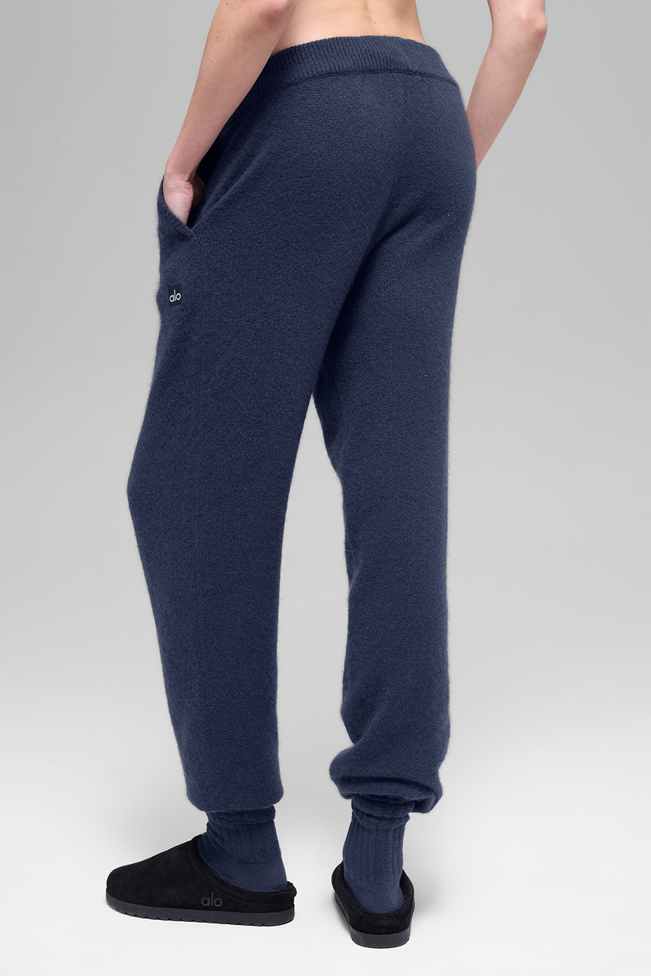 Wool Cashmere High Waist New Class Jogger Navy - Image 2