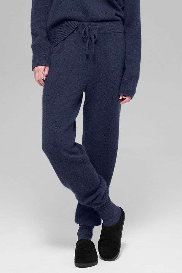 Wool Cashmere High Waist New Class Jogger Navy - Image 4