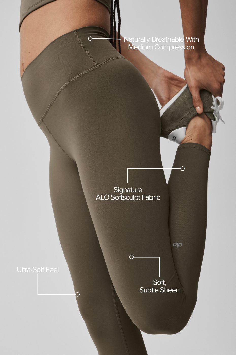 Alternative view of ALO Softsculpt High Waist 7/8 Legging   Olive Tree