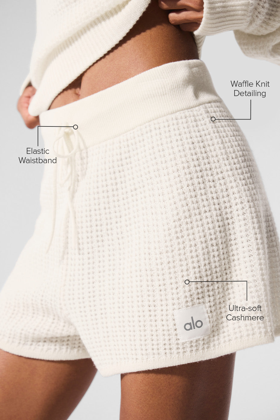 Cashmere High Waist Plush Waffle Short Ivory - Image 2
