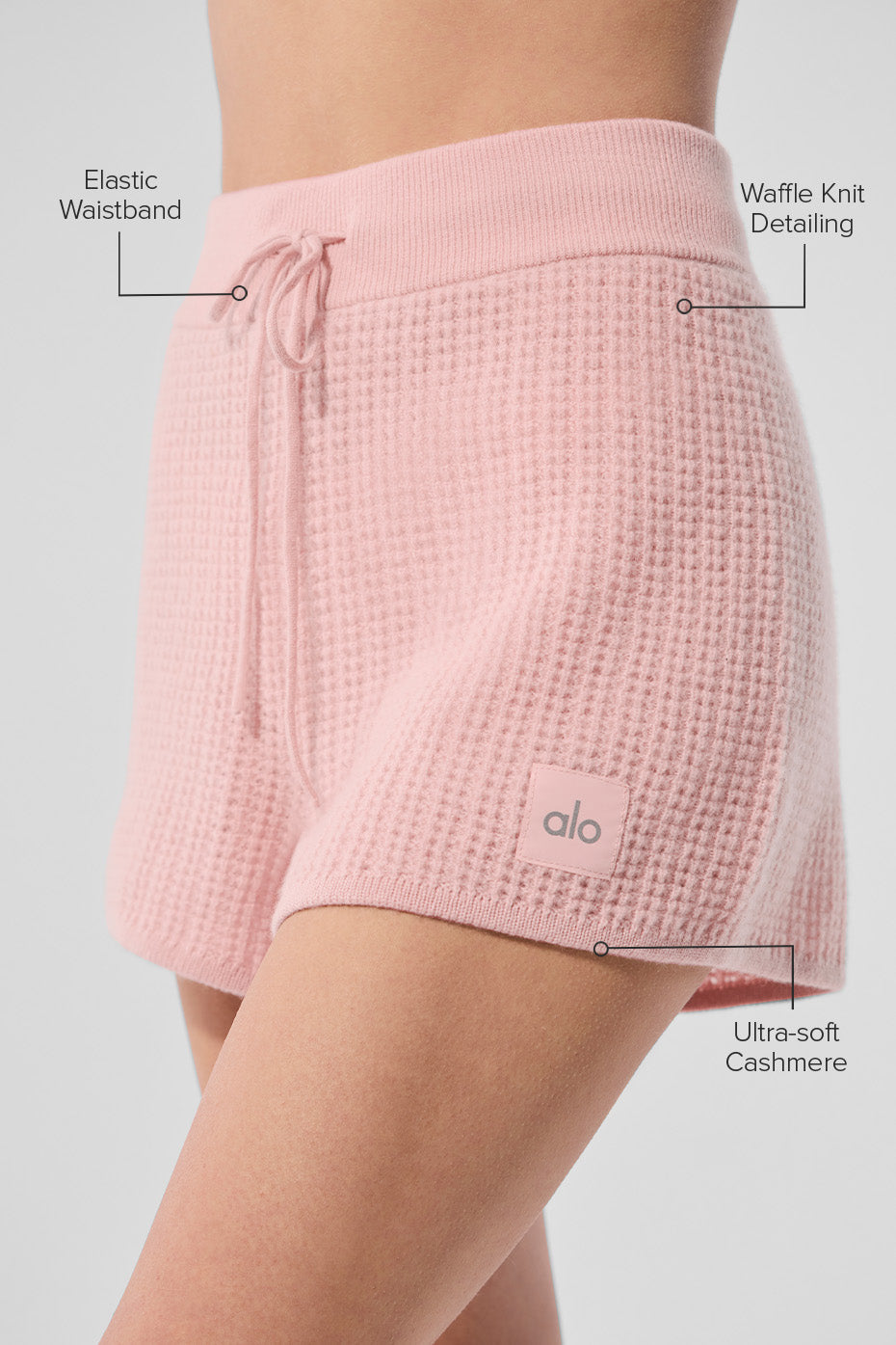 Cashmere High Waist Plush Waffle Short Pink Quartz - Image 2