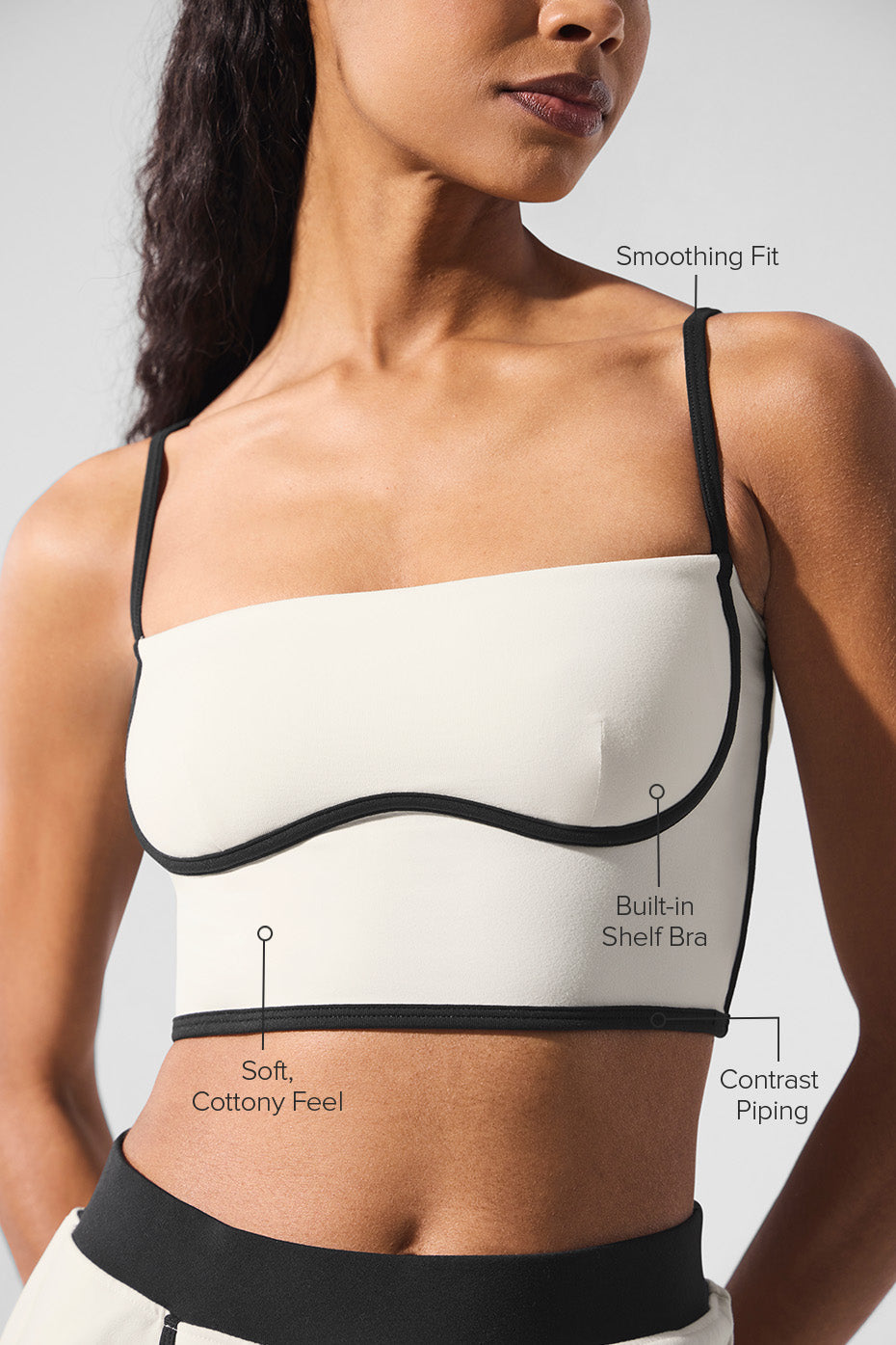 Alternative view of Airbrush Streamlined Bra Tank   Ivory/Black
