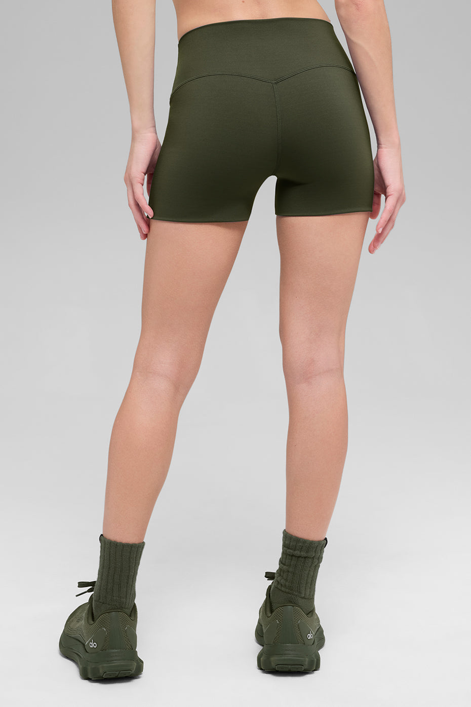 Alternative view of 3" ALO Softsculpt High Waist Precision Short   Green Olive