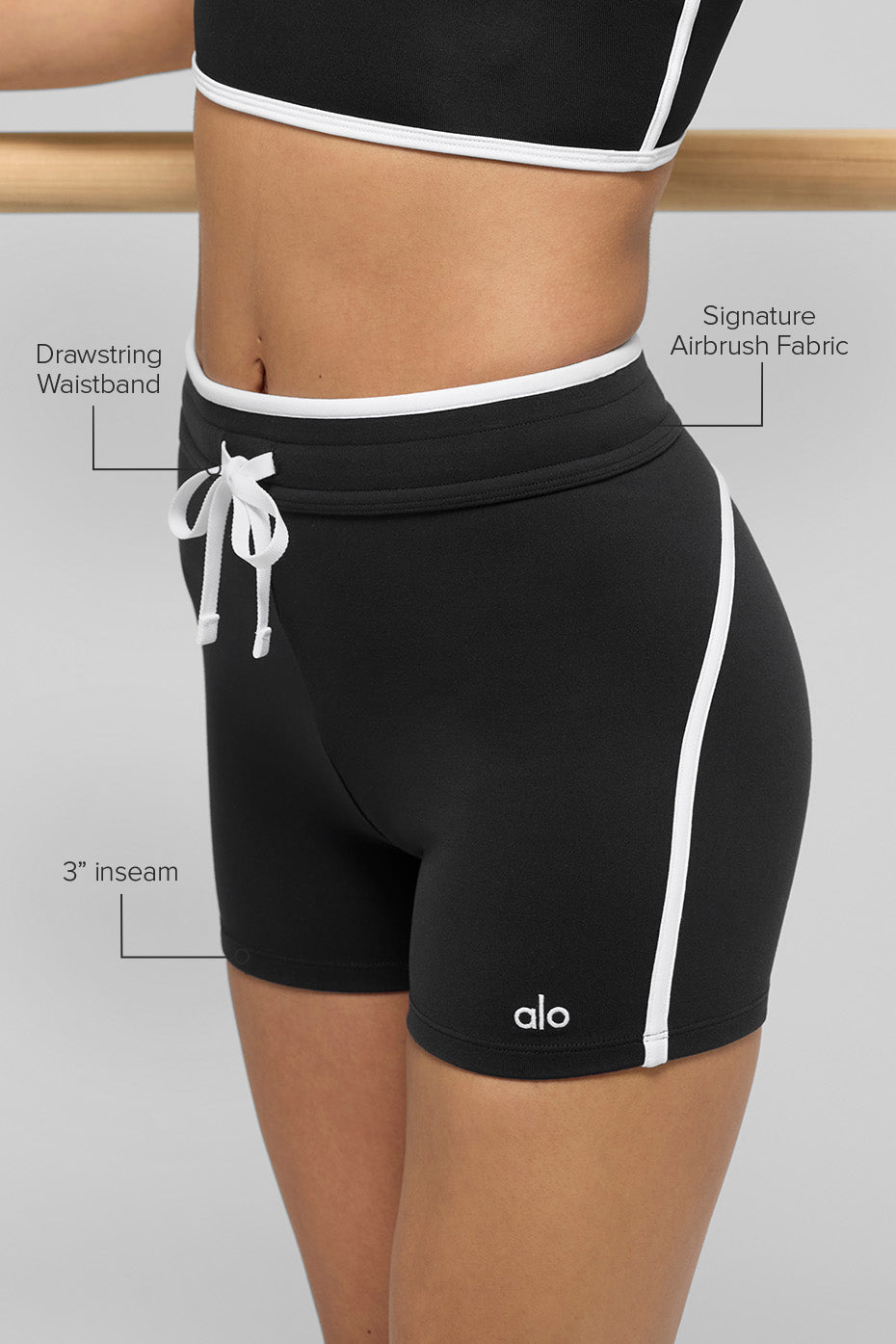 Alternative view of 4" Airbrush High Waist Race Pace Short   Black/White